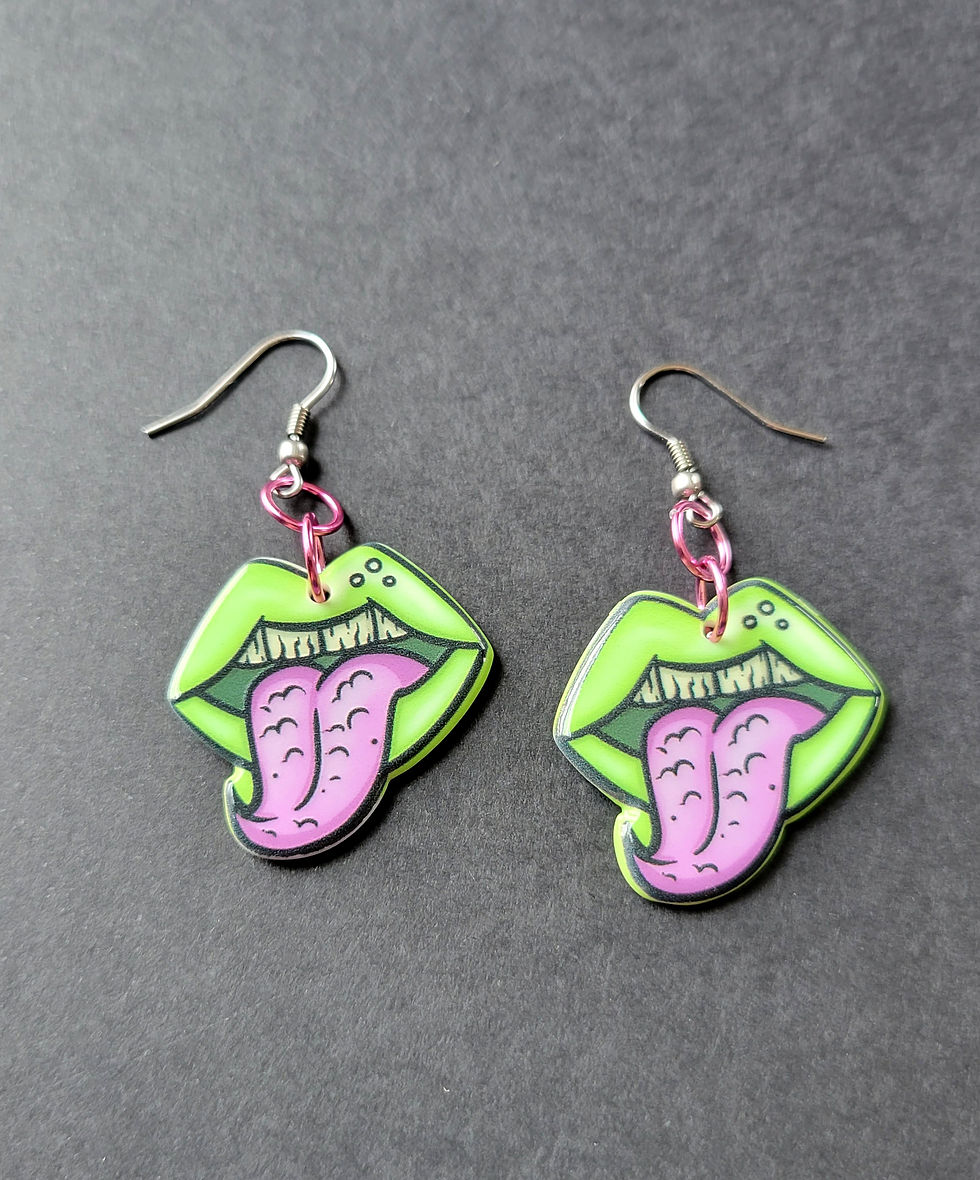 Thumbnail: Zombie Earrings Eyeballs Lips Gravestone