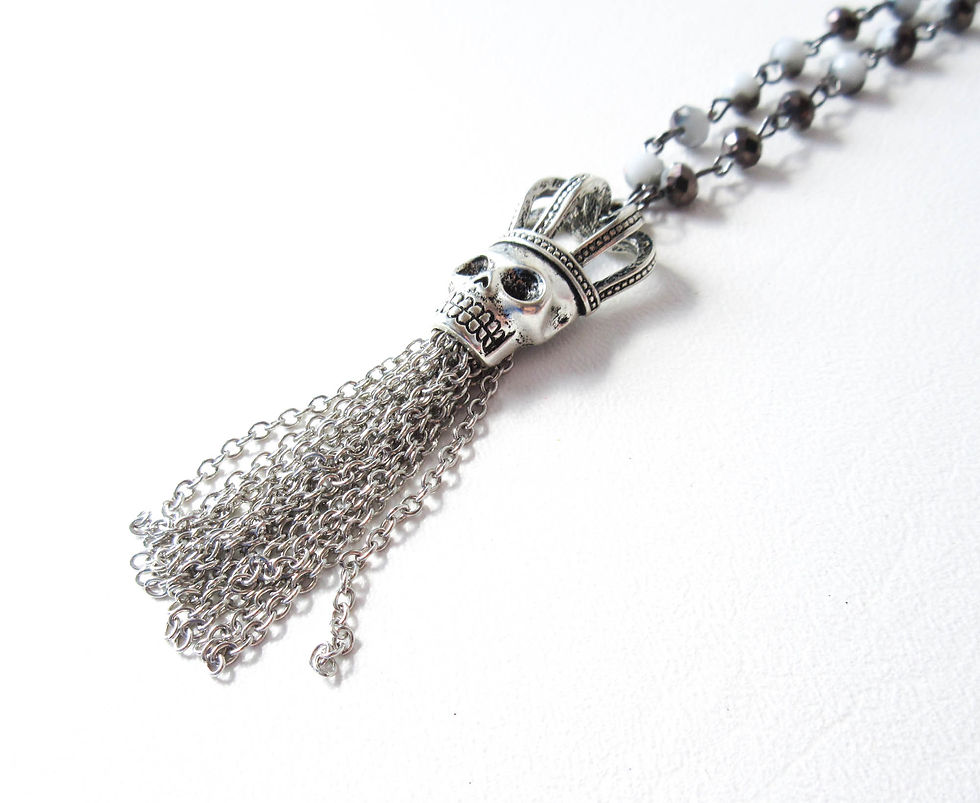 Thumbnail: Ombre Skull Tassel Necklace