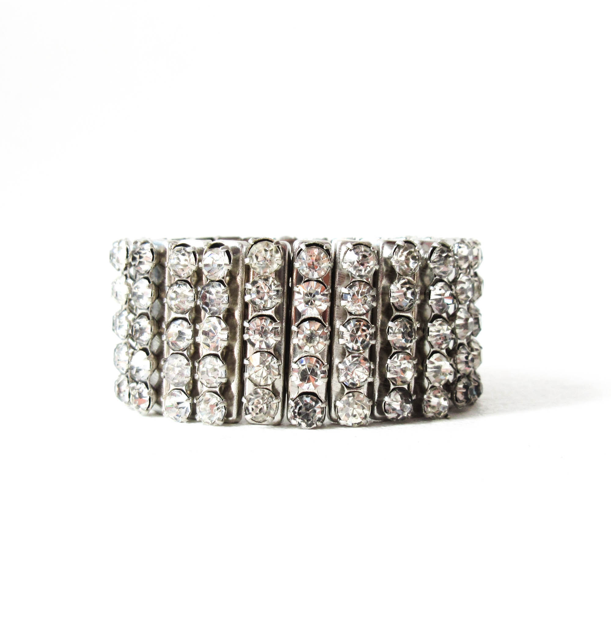 Vintage Rhinestone Stretch Bracelet Wide