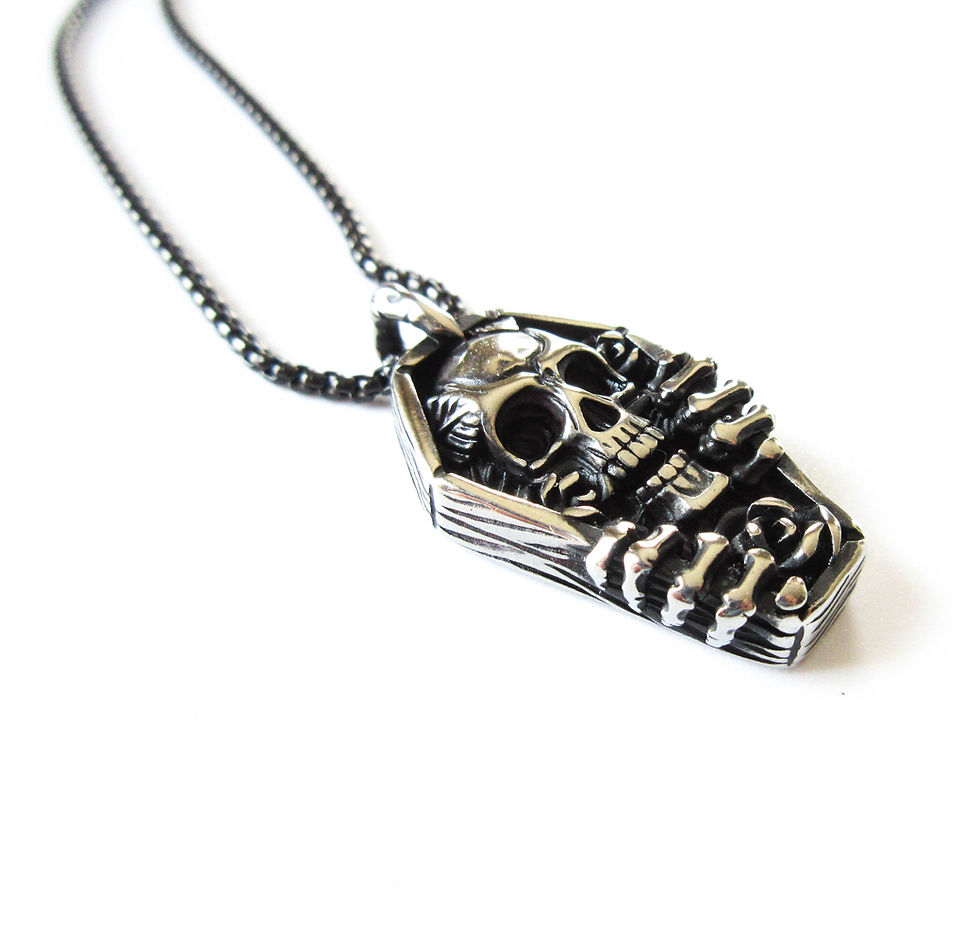 Thumbnail: Stainless Steel Skelton in Coffin Necklace