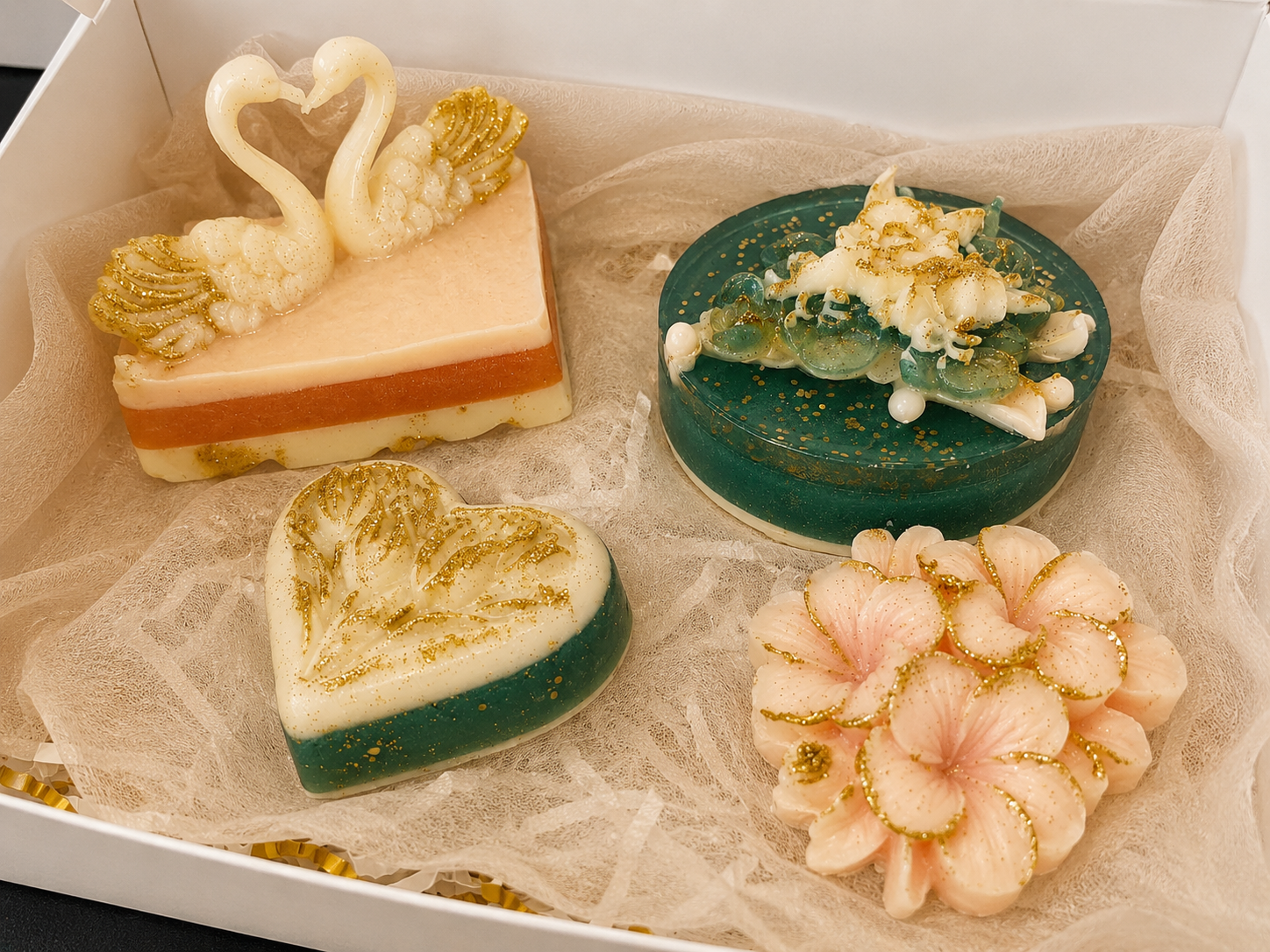 Geurdecoratieset Zwanen & Bloemen