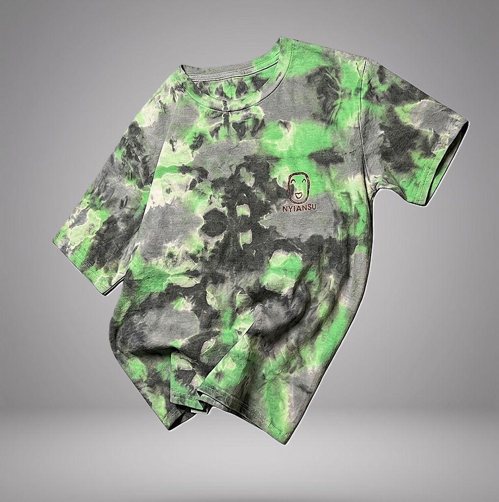Handmade Adire Oniko tie-dye. Hand-painted Ghanaian Adinkra symbols on the back of NYIANSU