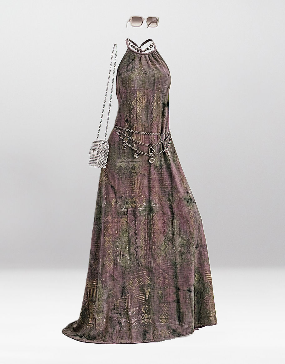 NYIANSU The Celestial hand-dyed maxi dress with traditional patterns