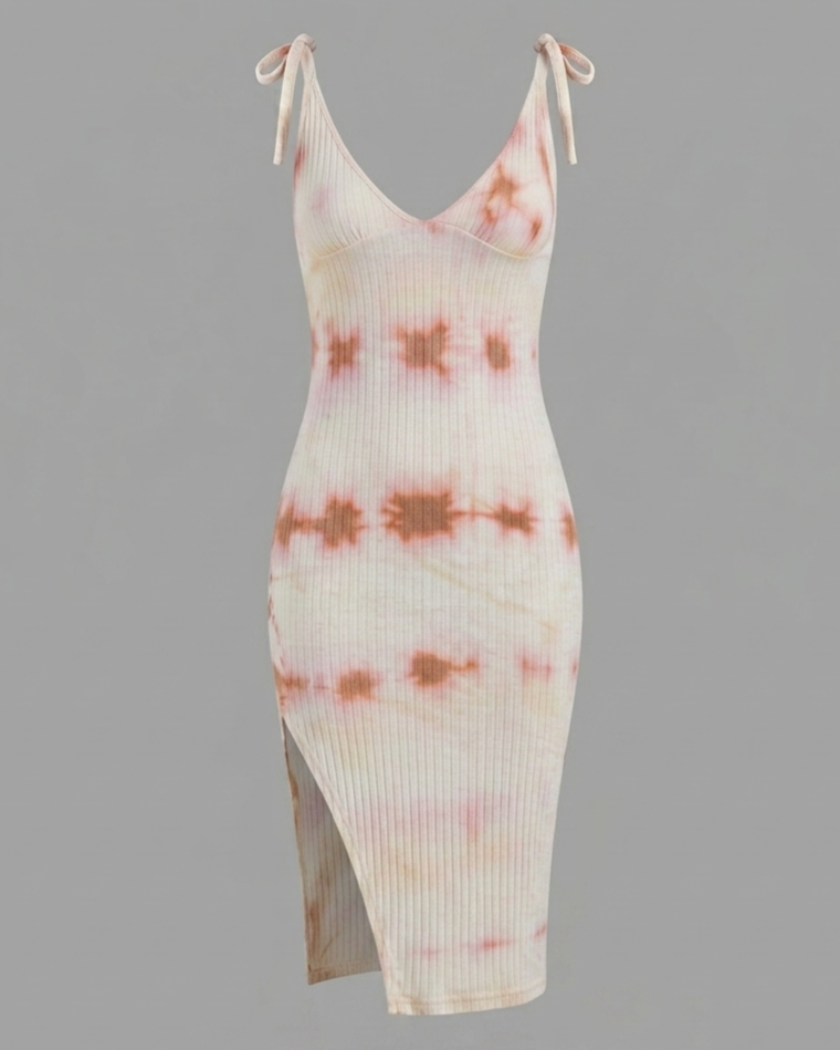 Nyiansu bodycon dress with warm, sun-kissed Adire Oniko bleach-dye patterns
