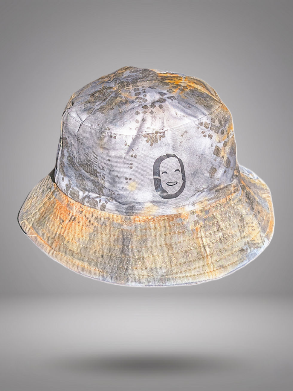 NYIANSU Artisan Alchemy hand-dyed bucket hat in Orange and Silver streetwear style