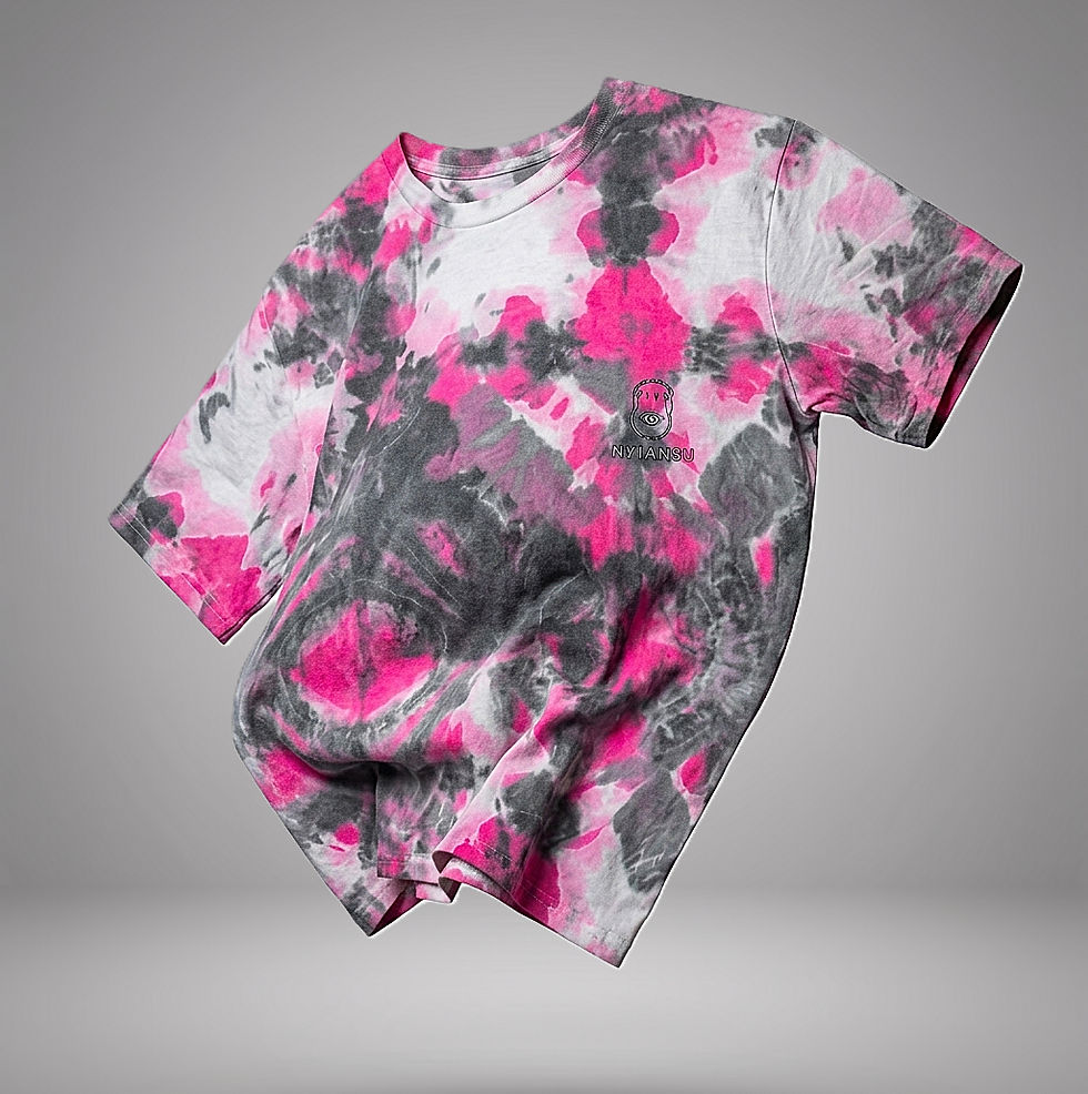 YIANSU tie-dye streetwear t-shirt with traditional African Adinkra patterns.