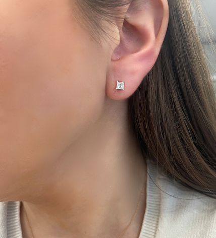 Thumbnail: Princess cut diamond earring 