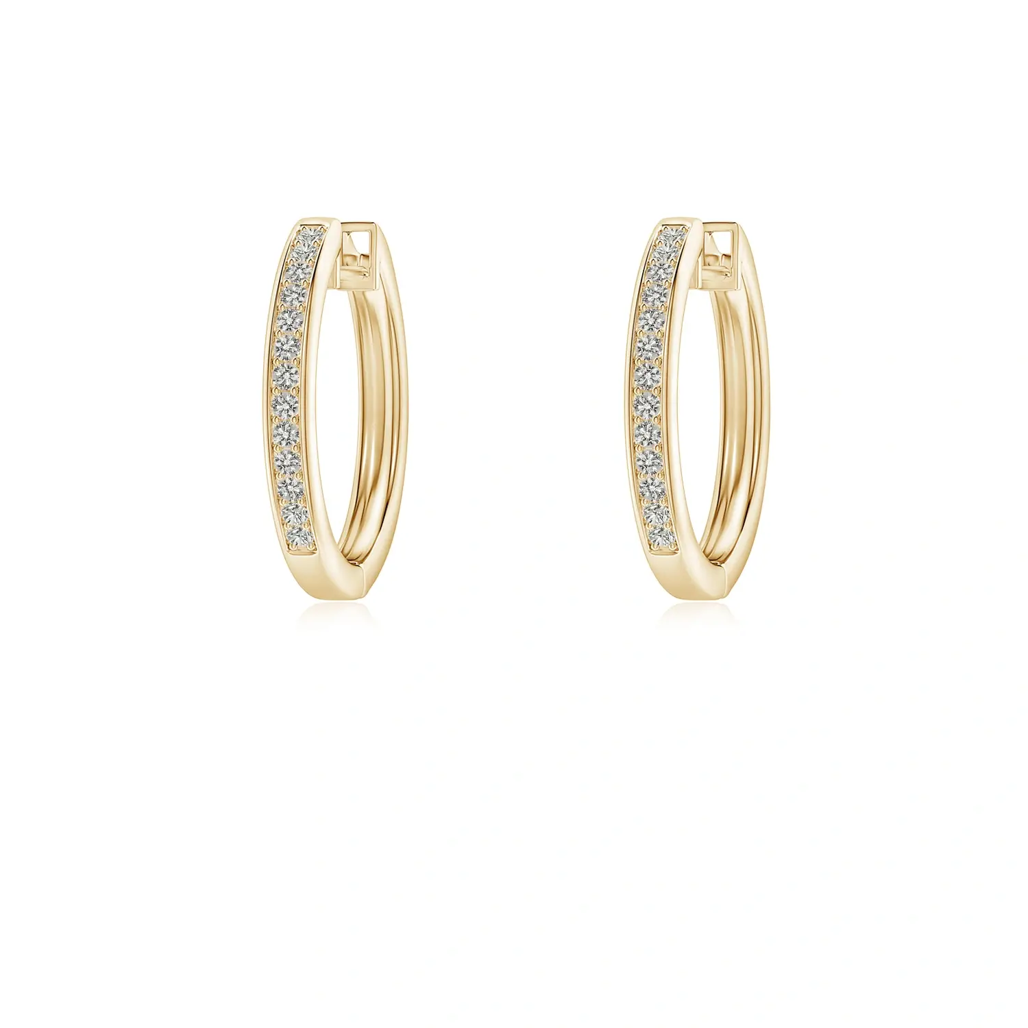 Pave-Set Diamond Hinged Hoop Earrings