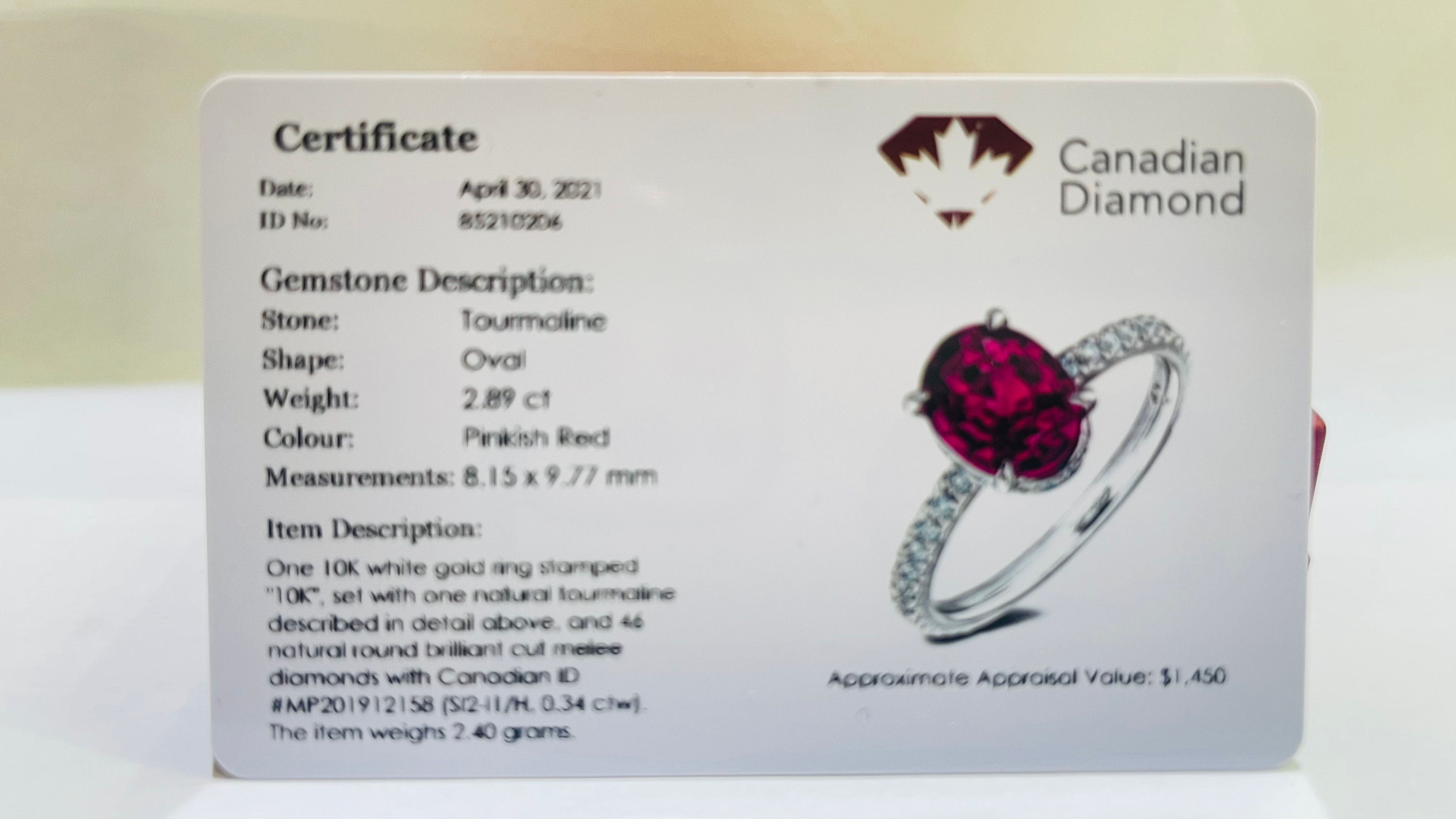 Pinkish red tourmaline 