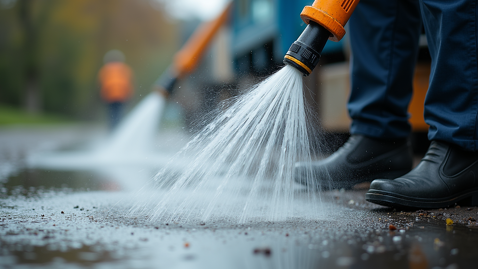 Close-up of hydro-jetting equipment used for drainage cleaning