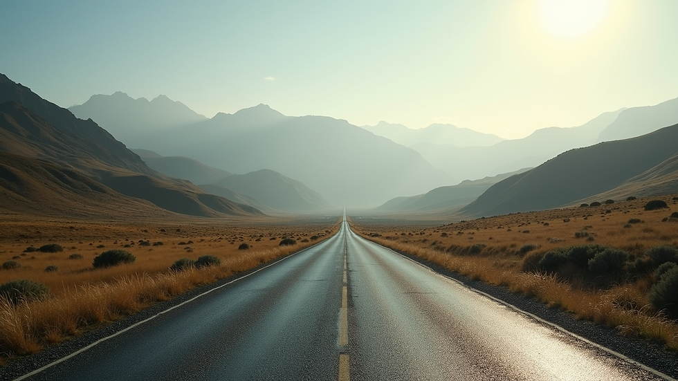 High angle view of a scenic road leading to the hills