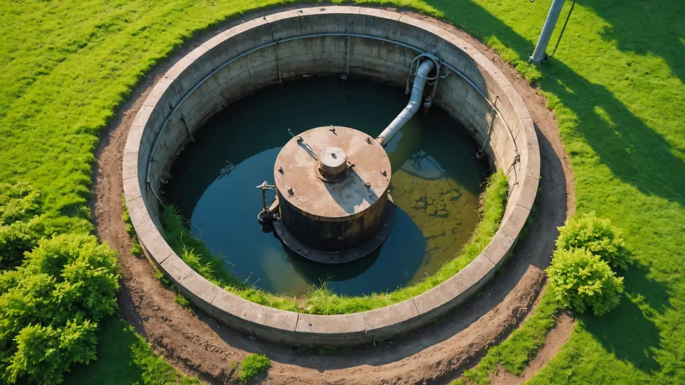 High angle view of a well-maintained septic tank