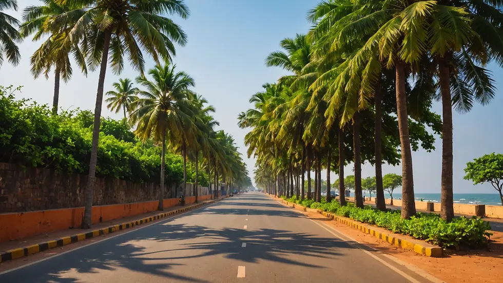 Close-up view of a scenic drive in Pondicherry