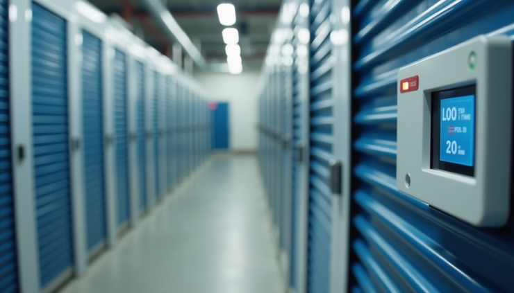 Close-up view of labeled storage units with climate control features