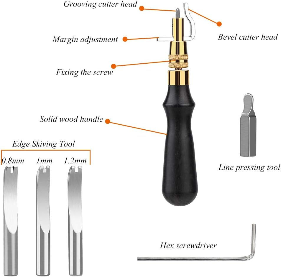 Thumbnail: DIUDUS 7 in 1 Portable Adjustable Stitching Groover Leather Groover Leather Ski