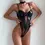 Thumbnail: Bodysuit Sexy Lingerie Set for Women Leather Sleeveless Outfit with Choker