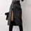 Thumbnail: Women's Black Pencil Skirt Leather High Waist Split Long Skirt With Belt