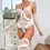 Thumbnail: Women's Sexy Bodysuit Set Mesh See Through Lace Lingerie with Gloves & Stockings