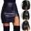 Thumbnail: Women's Leather Skirt High Waist Latex Slit Mini Skirt
