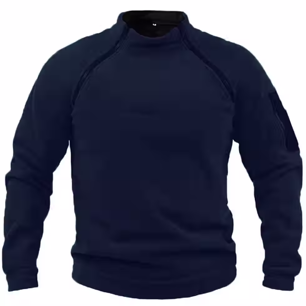 Men's Tactical Pullover Outdoor Fleece Sweatshirt Warm Sweater with Zipper