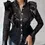 Thumbnail: Women's Lace Blouse Long Sleeves Vintage Leather Office Shirt