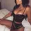 Thumbnail: 3 Pieces Set Sexy Leather Black Lingerie Women's Bra Panties & Garter Belt