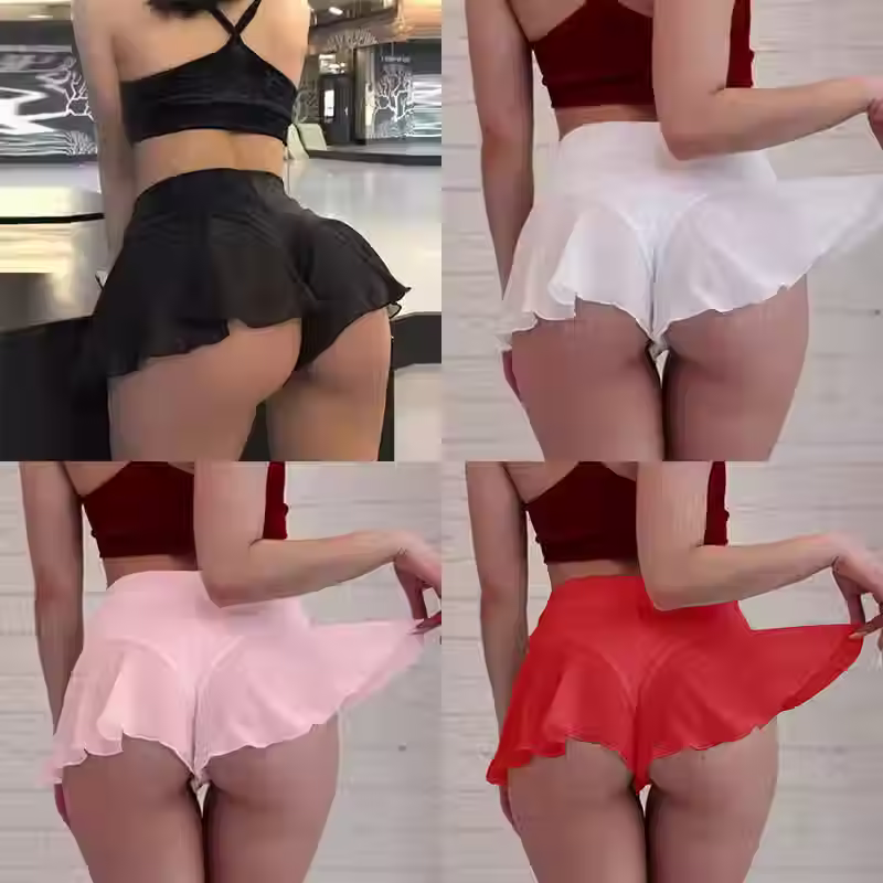 Women's Ultra Shorts Skirt Babydoll Thin Mesh Hot Booty Shorts