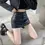 Thumbnail: Women's Leather Shorts Skirt with Pockets Slim Fit Mini Shorts
