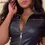 Thumbnail: Short Sleeves Playsuit for Women Zipper Casual Sexy Leather Outfit