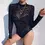 Thumbnail: Women's Mesh Bodysuit See Through Sexy Embroidery Lace Long Sleeves Bodysuit