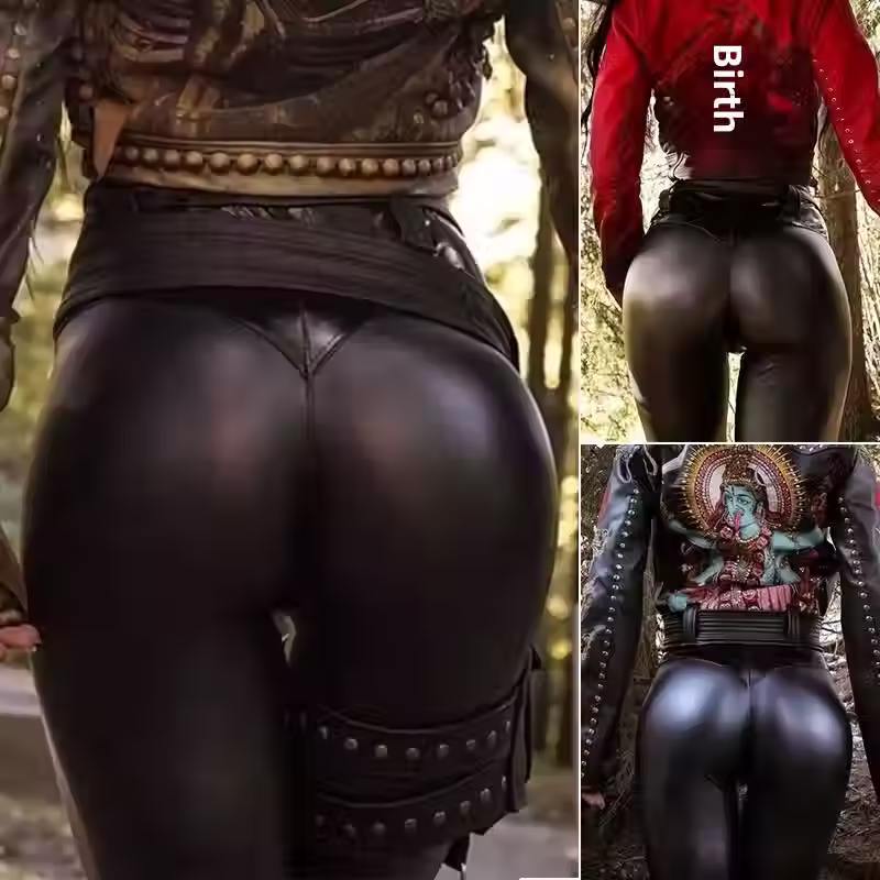 Women's Leather Trousers Casual High Waist Push Up Sexy Skinny Pants