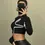 Thumbnail: Long Sleeves Crop Top Round Neck Sexy Slim Fit Party Top for Women