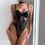 Thumbnail: Bodysuit Sexy Lingerie Set for Women Leather Sleeveless Outfit with Choker
