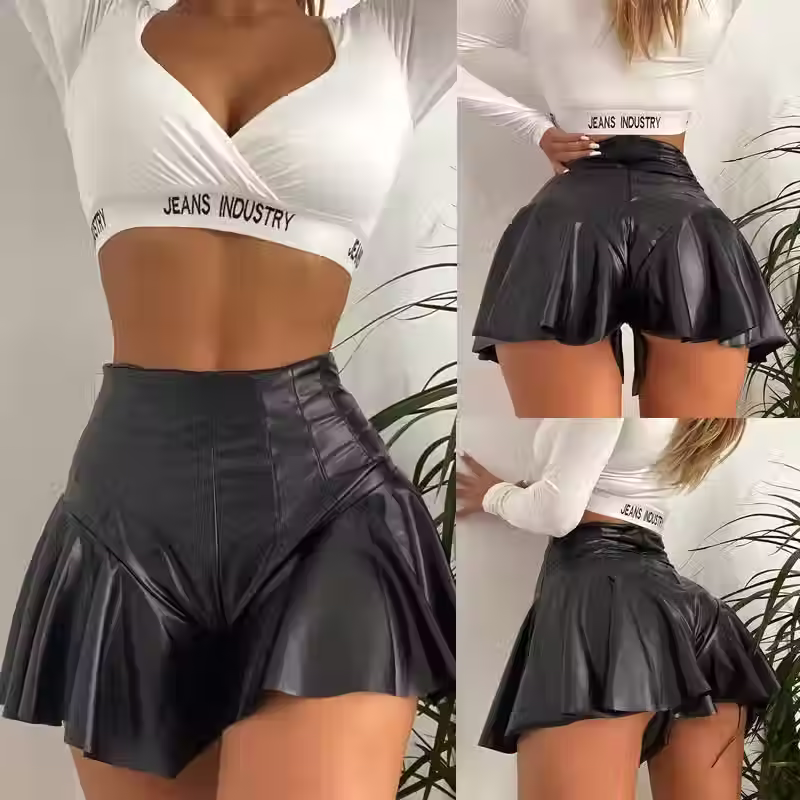 Women's Mini Shorts Skirt Leather Casual Clubwear Party Skirt