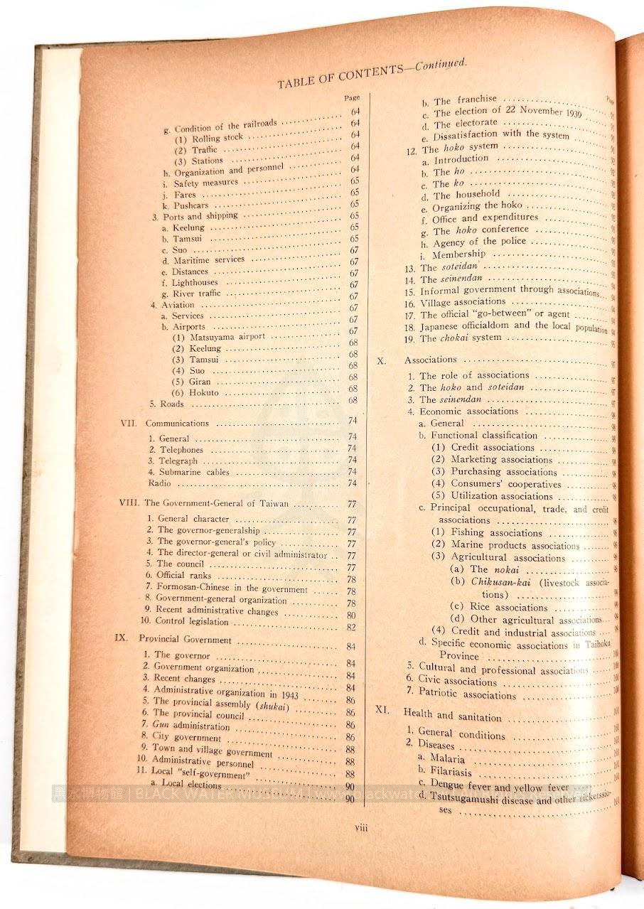 1944，U.S. NAVY OPNAV 13-27 Taiwan (Formosa) Taihoku Province CIVIL AFFAIRS HANDBOOK | 民國33年，美國海軍部 OPNAV 13-27 臺灣（福爾摩沙）臺北州民政事務手冊《Black Water Museum Collections | 黑水博物館館藏》
