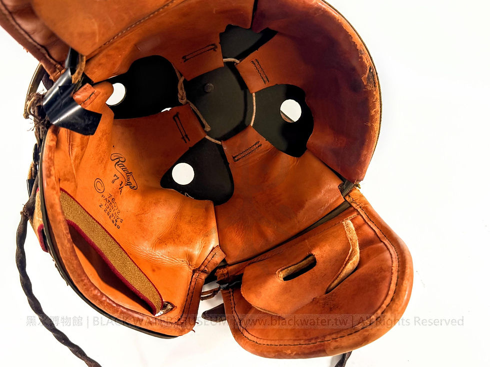 WWII US Army M1938 Tanker Helmet by Rawlings (Size 7 1/8) with R-14 Receivers | 二戰美軍 M1938 羅林斯廠戰車通訊頭盔 (7 1/8) 附 R-14 通訊模組《Black Water Museum Collections | 黑水博物館館藏》