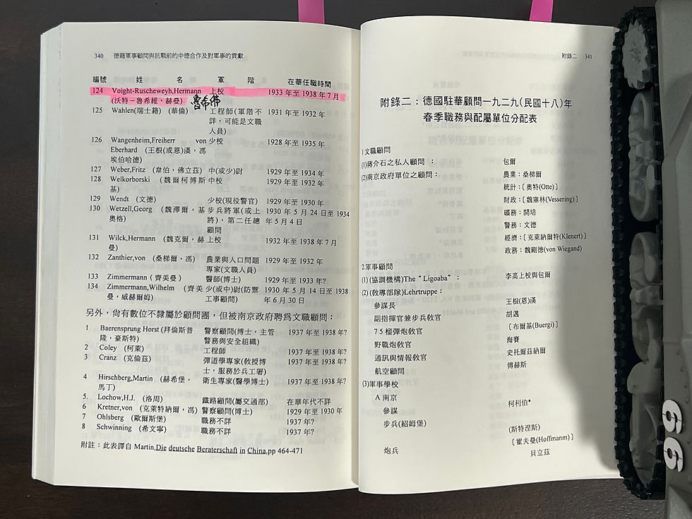 德籍軍事顧問與抗戰前的中德合作及對軍事的貢獻,傅寶真 博士 著,國立編譯館主編,台灣民生出版有限公司印行