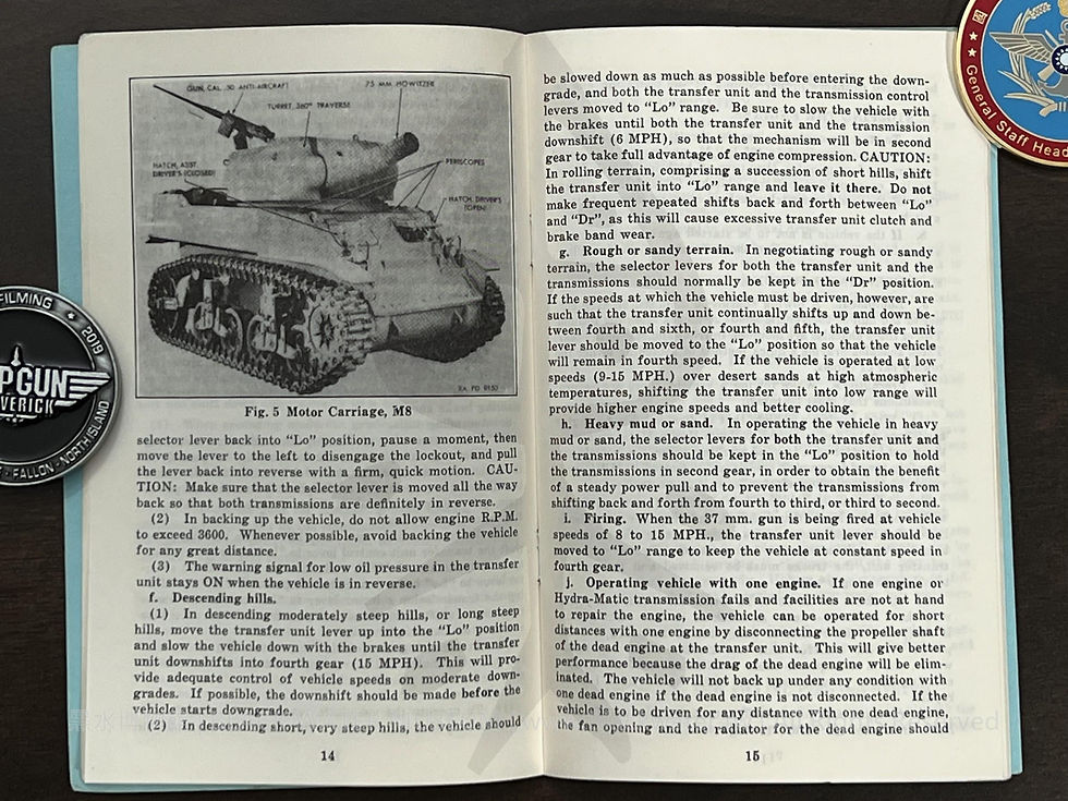 DRIVING INSTRUCTIONS, Light Tank, M5, M5A1 Motor Carriage, M8 - RESTRICTED, Prepared by Cadillac Motor Car Division General Motors Corporation - Detroit, Michigan - December 14, 1942《Black Water Museum Collections | 黑水博物館館藏》