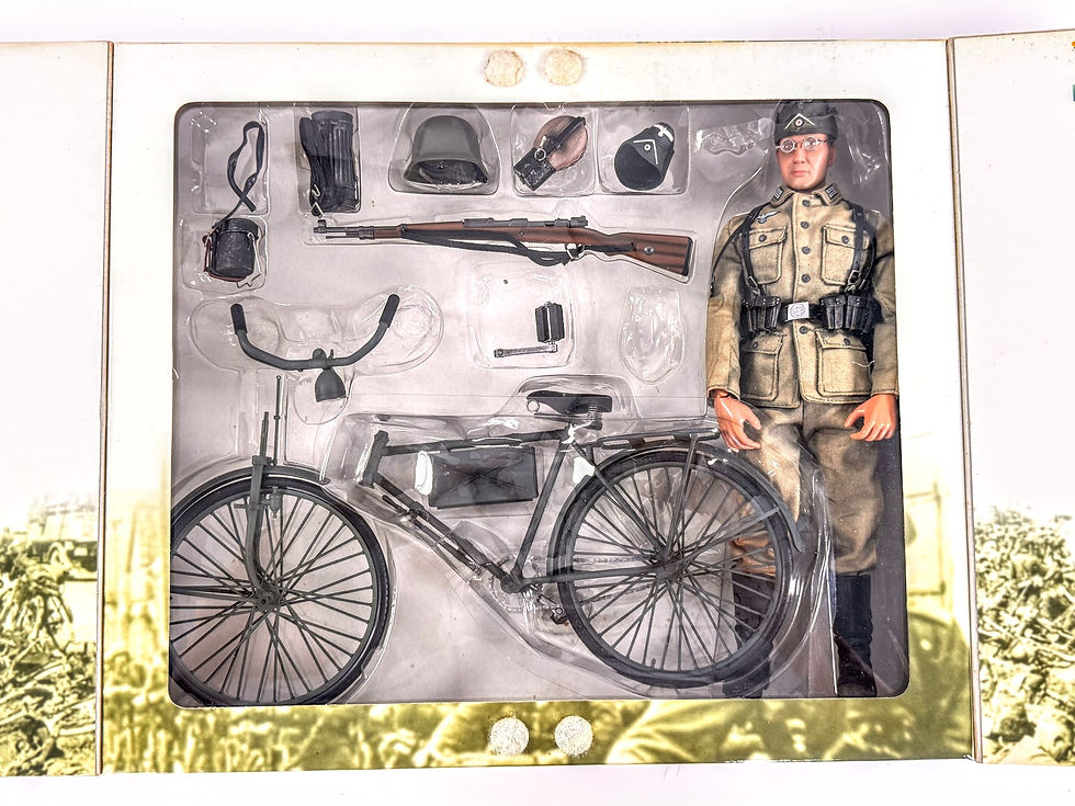 WWII France 1944 — Wehrmacht Infantryman w/Bicycle (Schütze) "Dieter", 1/6 Scale Fully Poseable 12" Action Figure with Truppenfahrrad, Dragon Models, 2002
民國33年(1944)法國戰區德意志國防軍二兵「迪特」(Dieter)1/6比例可動人形(附Truppenfahrrad軍用自行車)《Black Water Museum Collections | 黑水博物館館藏》