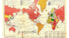 1943, KENTUCKY CLUB INTERNATIONAL RADIO NEWS MAP THIRD EDITION