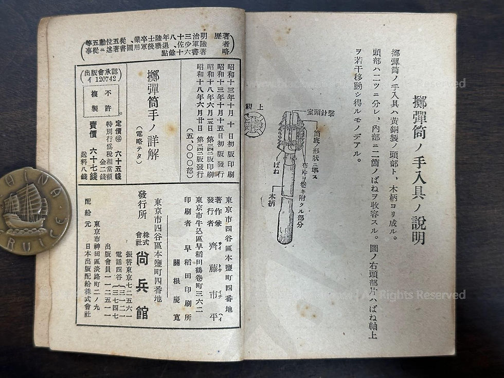 擲弾筒手ノ詳解 八九式重擲彈筒取扱法附，東京尚兵館，(民國32年|主曆1943年)昭和十八年六月廿日 第二版發行《Black Water Museum Collections | 黑水博物館館藏》