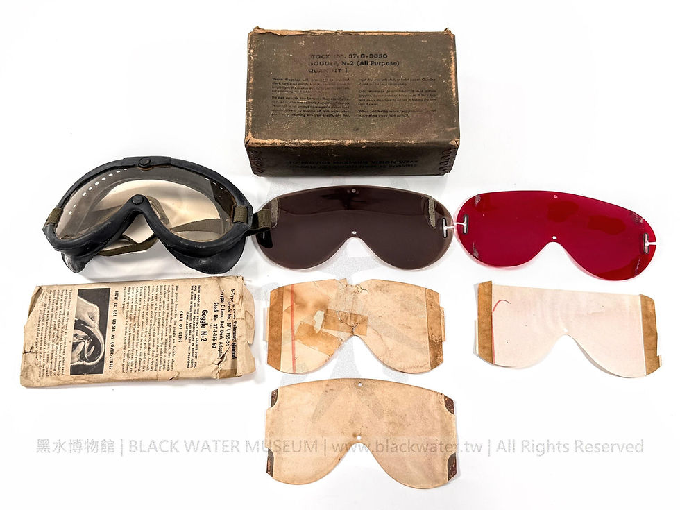 WWII USN GOGGLE, N-2 (All Purpose) / GOGGLE M-1944 with Original Box
二戰 美國海軍 N-2 (M-1944) 多用途風鏡連原裝盒《Black Water Museum Collections | 黑水博物館館藏》