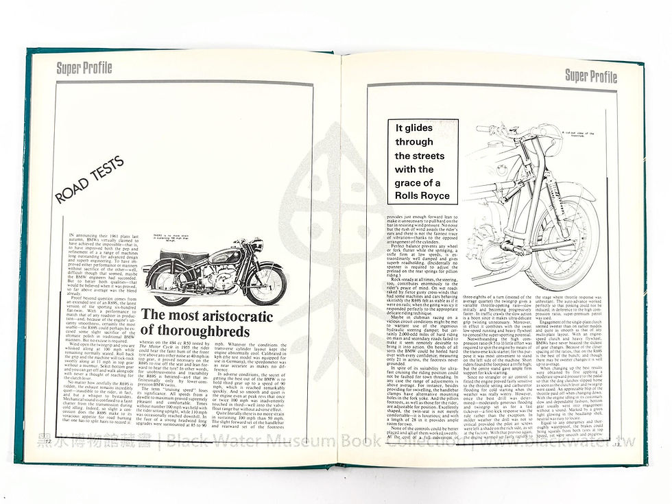 BMW R69 & R69S Super Profile, 1983 by Roy Harper

BMW R69 與 R69S 超級檔案，民國 72 年 (1983) 羅伊・哈波（Roy Harper）