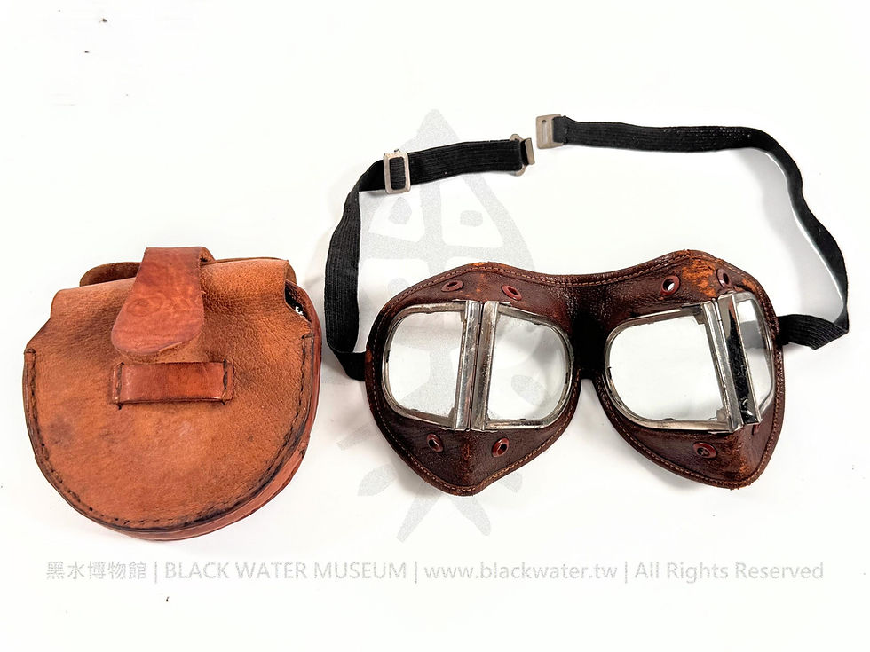 日本帝國陸軍 五式防塵眼鏡(風鏡)早期皮革版附專屬收納皮盒