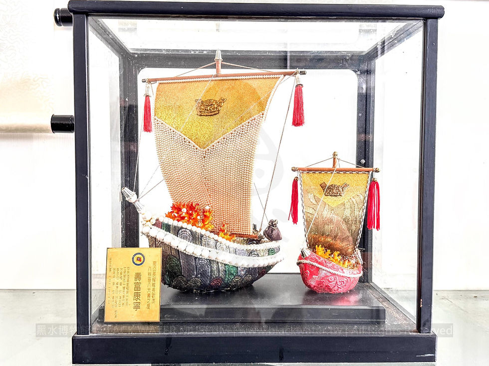 1991 “Longevity, Prosperity and Well-being” Treasure Ship Set Presented to Chou Chang-yao for His 88th Birthday by Representatives of the Central Military Academy 15th Class, 7th Cadet Regiment, 1st Artillery Company

民國80年(1991)中央陸軍軍官學校第十五期七總隊砲一隊同學代表敬贈周長耀八秩晉八「壽富康寧」寶船一組《Black Water Museum Collections | 黑水博物館館藏》