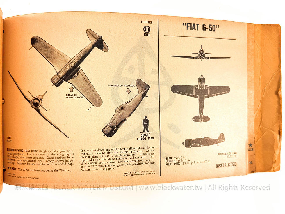 1943 U.S. Army and Navy FM 30-30 / BUAER 3 Aircraft Recognition Pictorial Manual
民國32年(1943) 美國陸海軍 FM 30-30 BUAER 3《飛行器目視識別圖冊》《Black Water Museum Collections | 黑水博物館館藏》