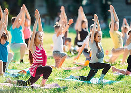 Group yoga outside