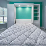 Vertical Raised Panel, White, Queen with Full Storage Cabinet and Three Drawers, Open