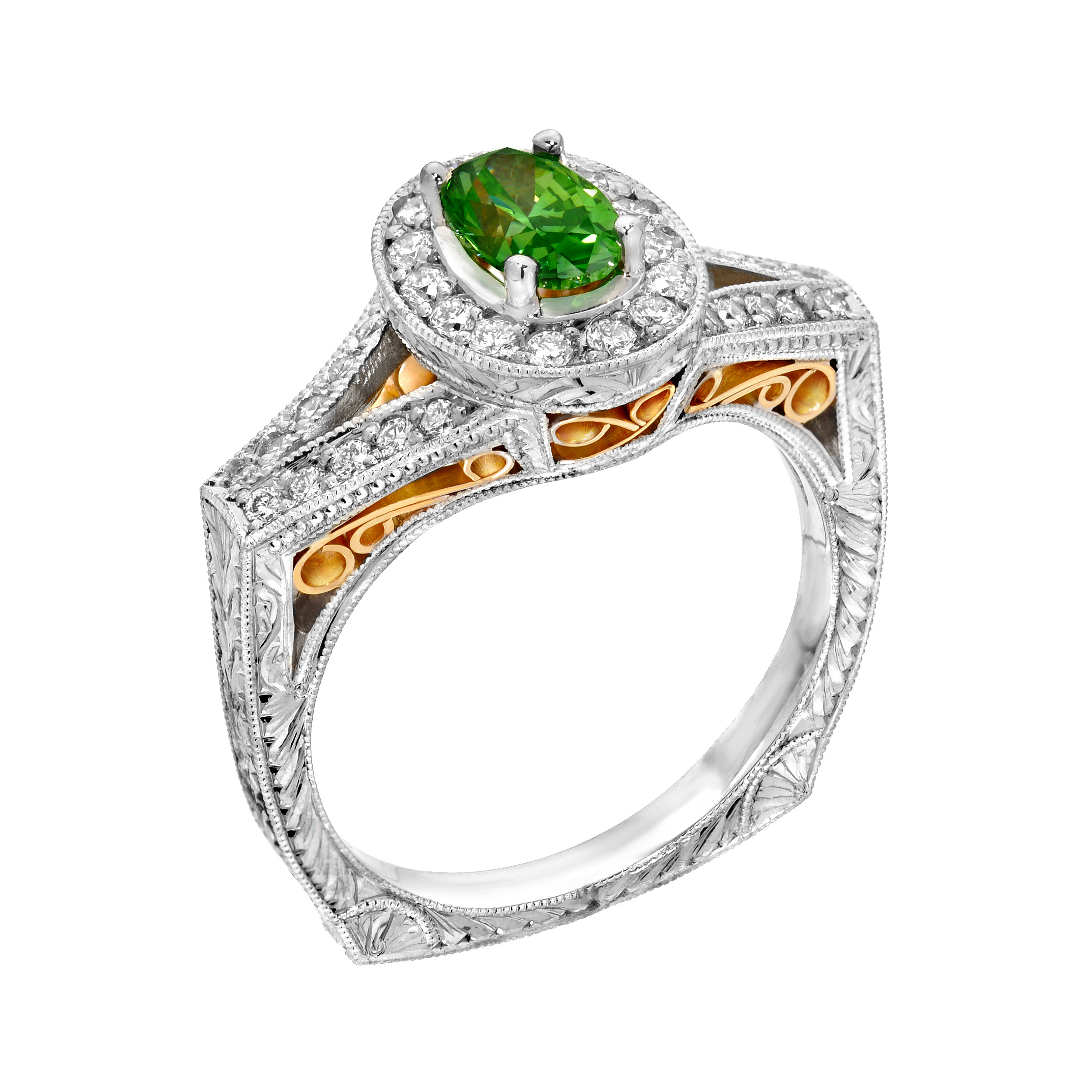 18k-2-tone-neon-green-white-diamond-palace-ring