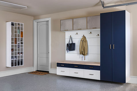 White and Galaxy Slim Shaker with Lift Up Metal Doors Mudroom Jun 2020.jpg
